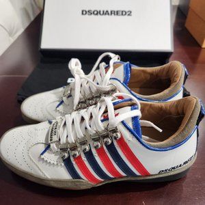 Dsquared2 Stitched Logo Leather and Swede Lace-Up Sneakers